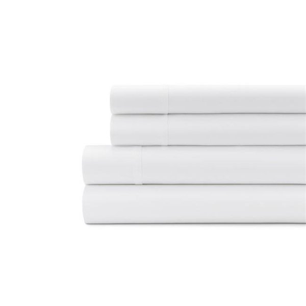 D2D Technologies Signet 300 Thread Count Solid Sateen Sheet Set; White - Full Size D221176